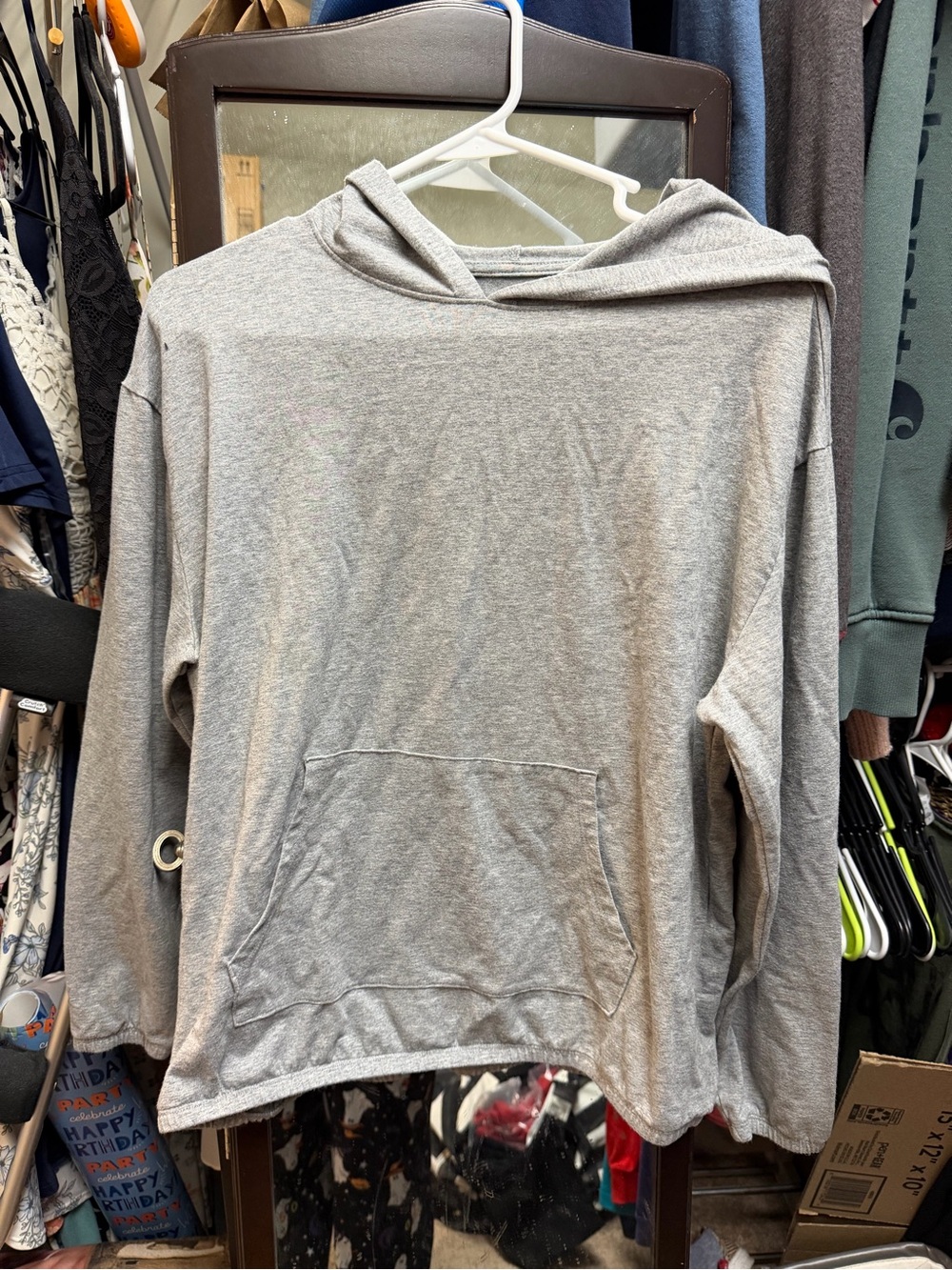 Gray Hooded Pullover Sweater